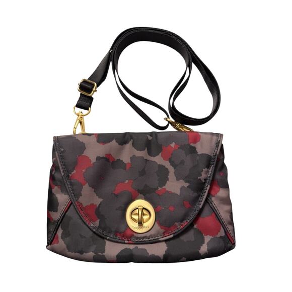 Baggallini Seville Mini Crossbody Belt Bag Gold Hardware Black Red Floral Camo - Picture 1 of 10